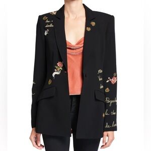 Cinq à Sept Black Blazer with Floral Embroidery